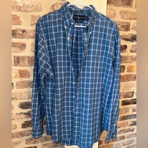 Ralph Lauren Custom Fit 100% Two-Ply Cotton Plaid Button UP Shirt XL